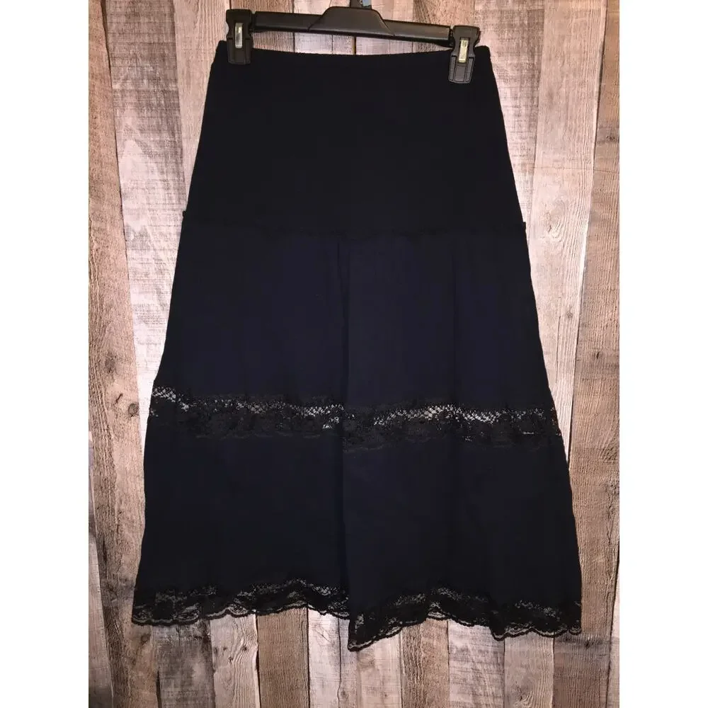 Rated-R Sportswear Women's 100 % cotton midi skirt dark Blue Med